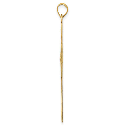 14K Gelbgold Claddagh-Kreuz-Charm, lasergeschnitten