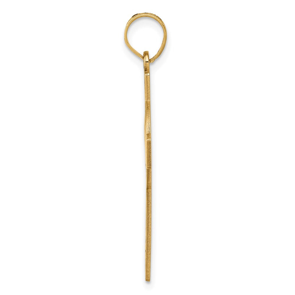 14K Gelbgold Lasergeschnittener Jesus-Gesicht-Kreuz-Charm