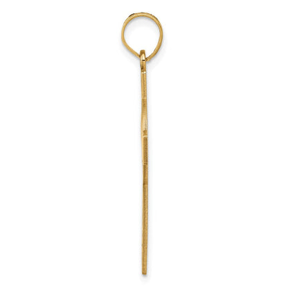 14K Gelbgold Lasergeschnittener Jesus-Gesicht-Kreuz-Charm