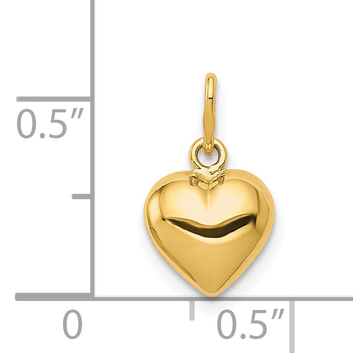 14K Gelbgold 14K Poliert 3-d Gewölbt Herz Charm