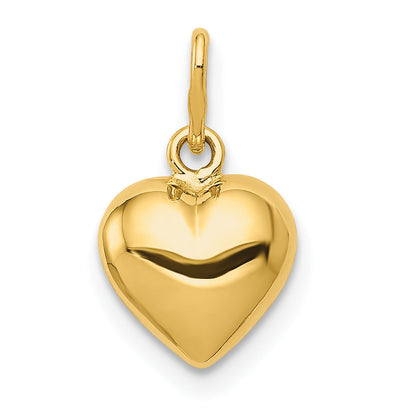 14K Gelbgold 14K Poliert 3-d Gewölbt Herz Charm
