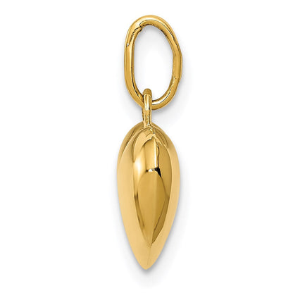 14K Gelbgold 14K Poliert 3-d Gewölbt Herz Charm