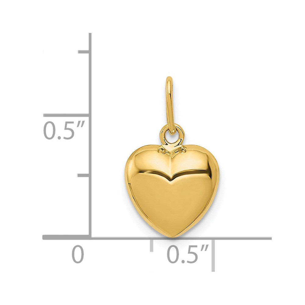 14K Gelbgold 14K Poliert 3-d Gewölbt Herz Charm