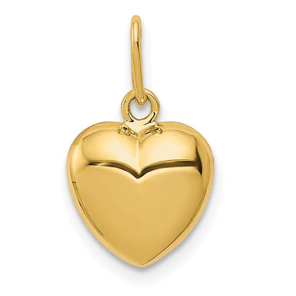 14K Gelbgold 14K Poliert 3-d Gewölbt Herz Charm