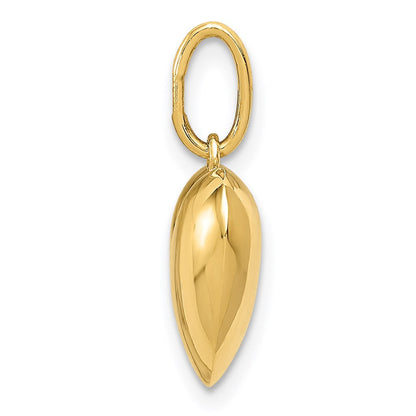 14K Gelbgold 14K Poliert 3-d Gewölbt Herz Anhänger