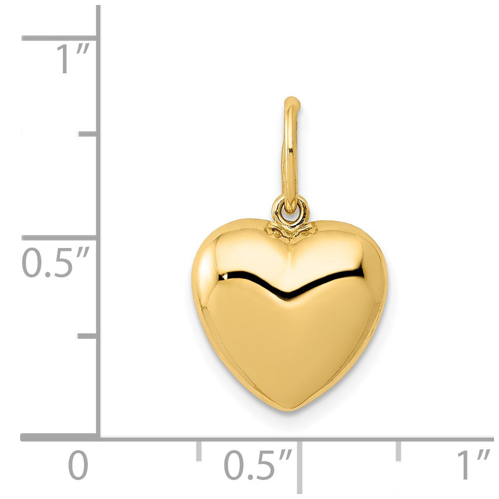 14K Gelbgold 14K Poliert 3-d Gewölbt Herz Anhänger