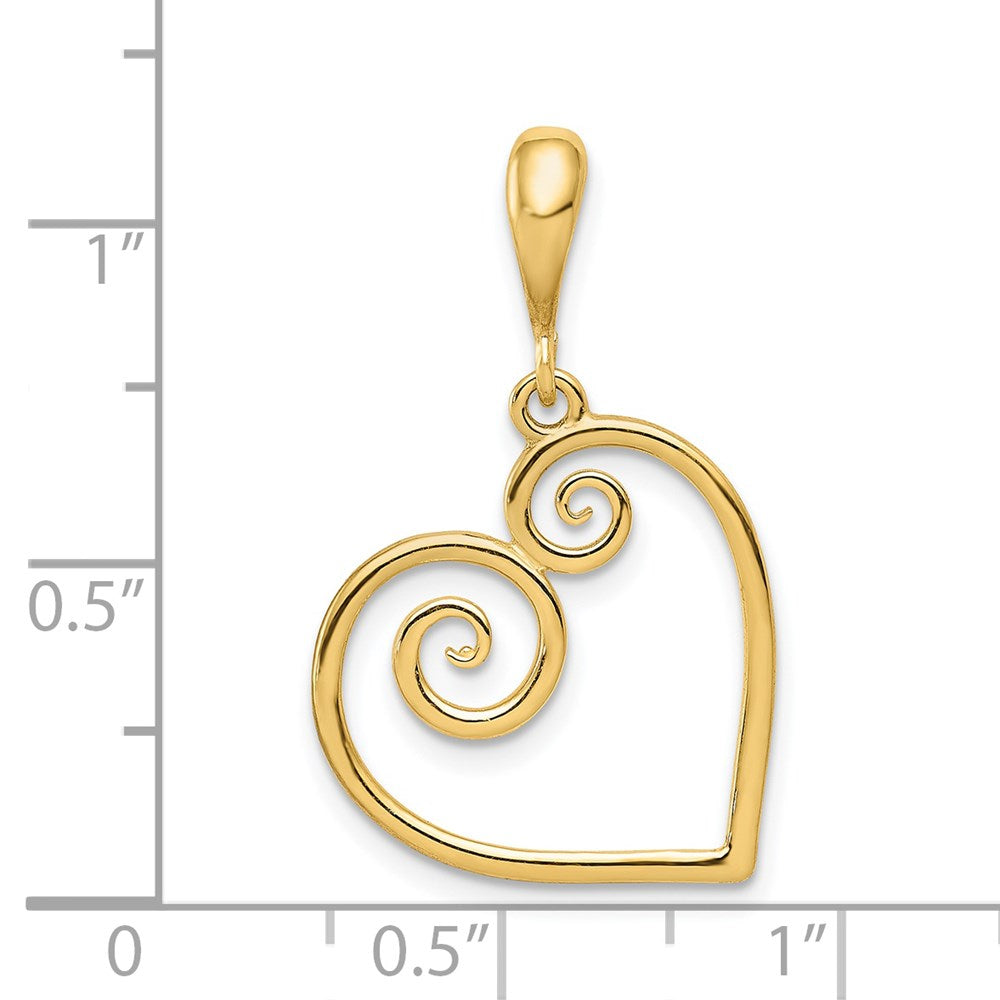 14K Gelbgold 14K Poliert Wirbel Herz Anhänger