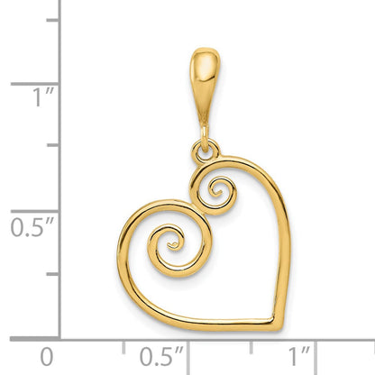 14K Gelbgold 14K Poliert Wirbel Herz Anhänger