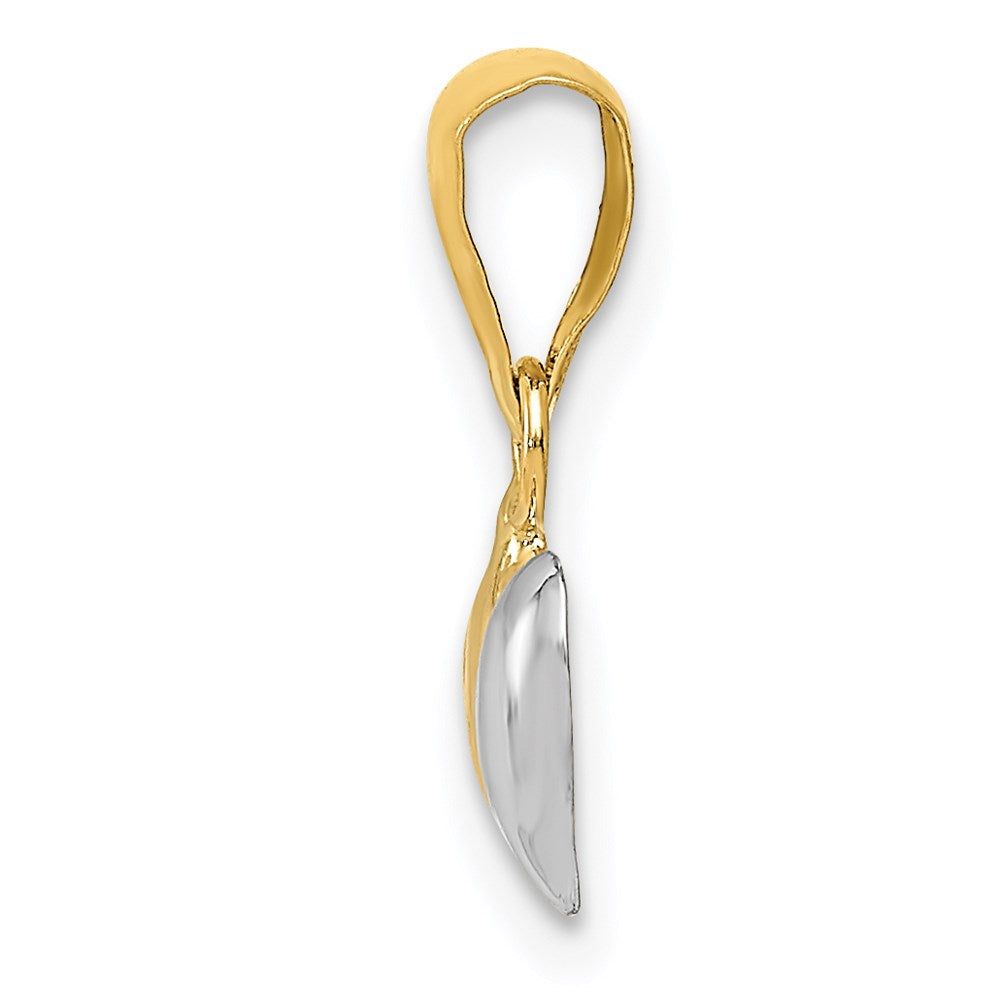 14K Gelb & Rhodium 14K mit Weiß Rhodium Doppelt Herz Anhänger