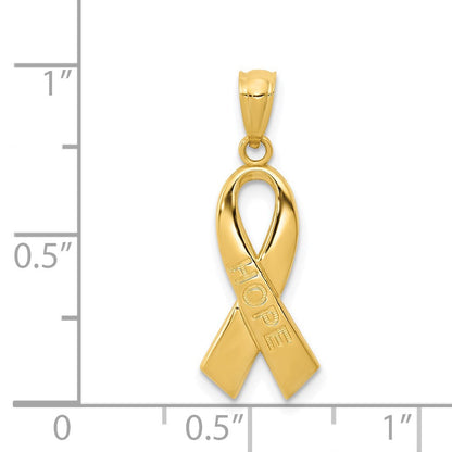 14K Gelbgold 14K Gold Poliert Hoffnung Schleife Anhänger