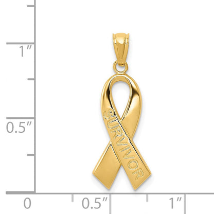 14K Gelbgold 14K Gold Poliert Survivor Schleife Anhänger