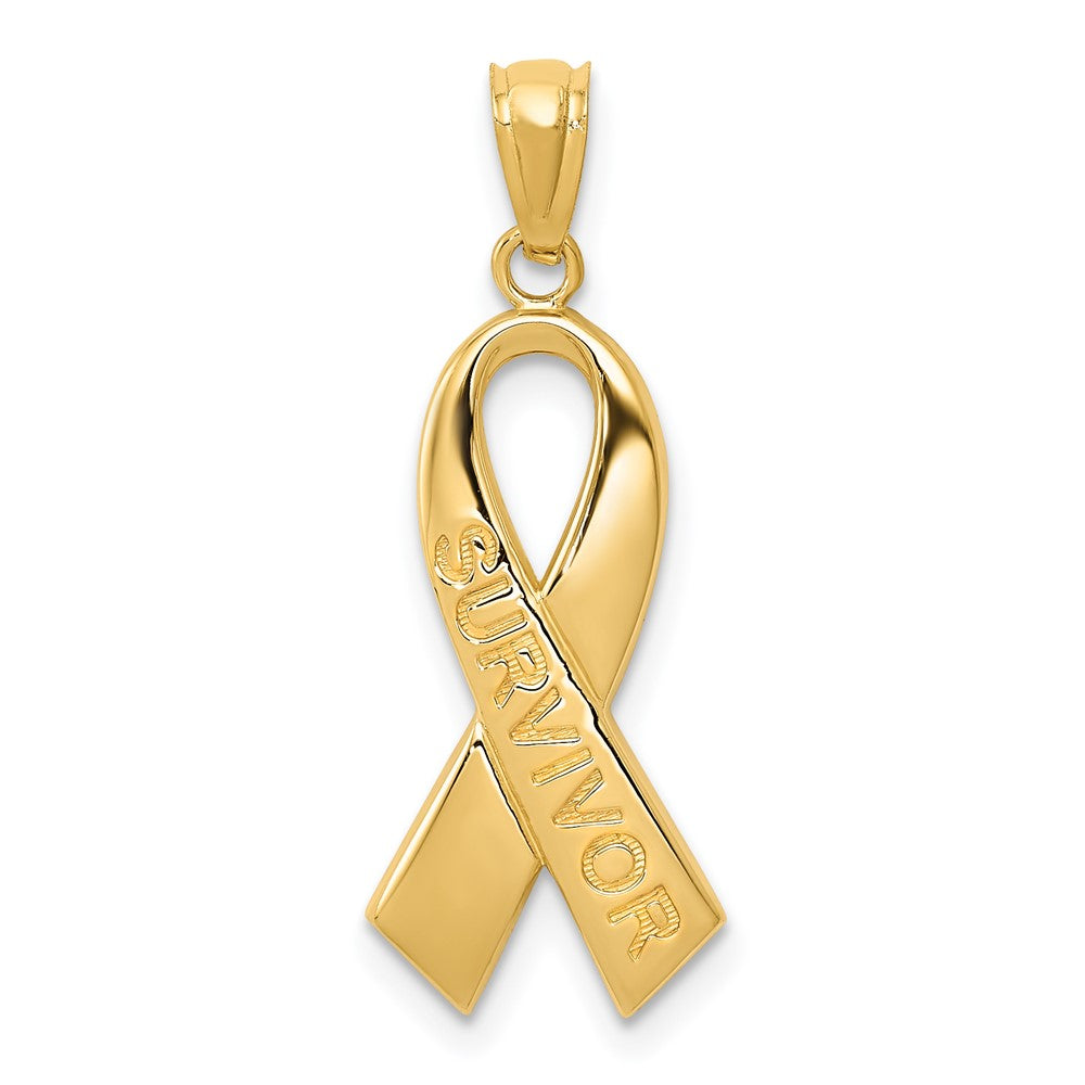 14K Gelbgold 14K Gold Poliert Survivor Schleife Anhänger