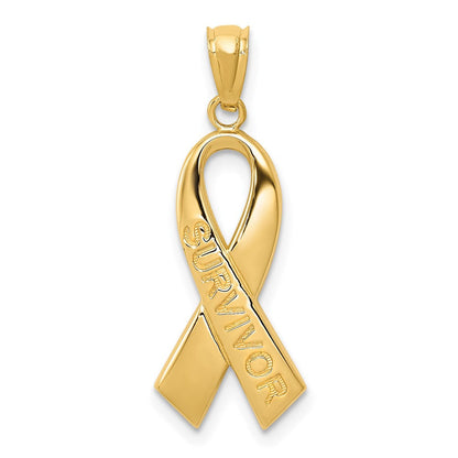 14K Gelbgold 14K Gold Poliert Survivor Schleife Anhänger