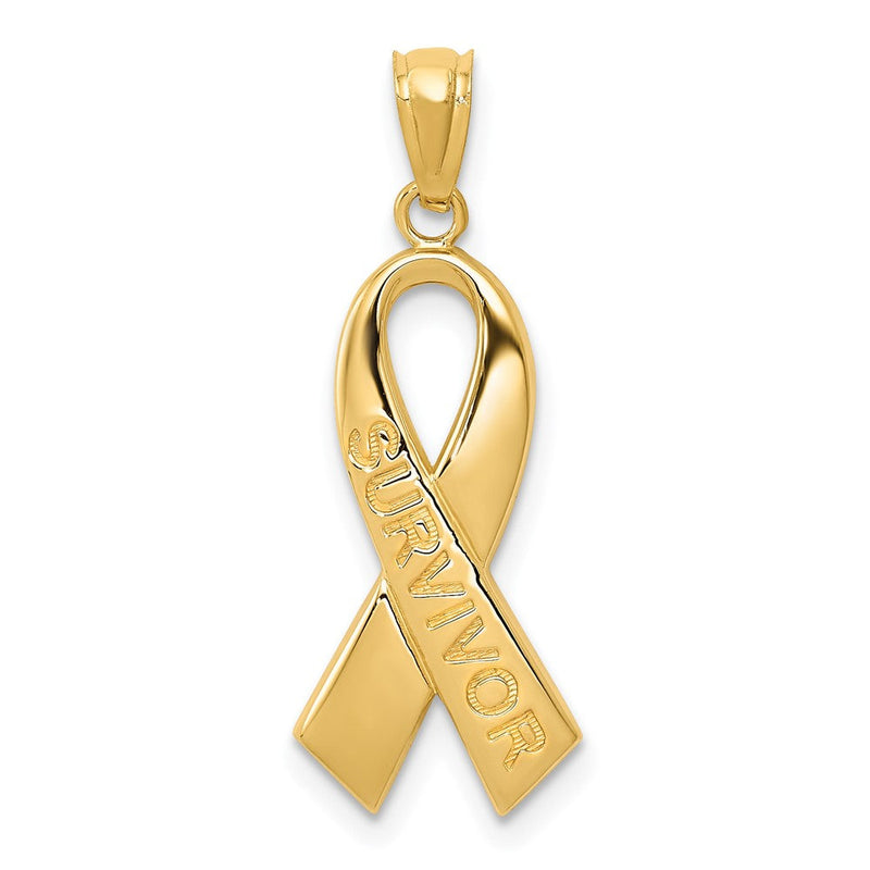 14K Gelbgold 14K Gold Poliert Survivor Schleife Anhänger