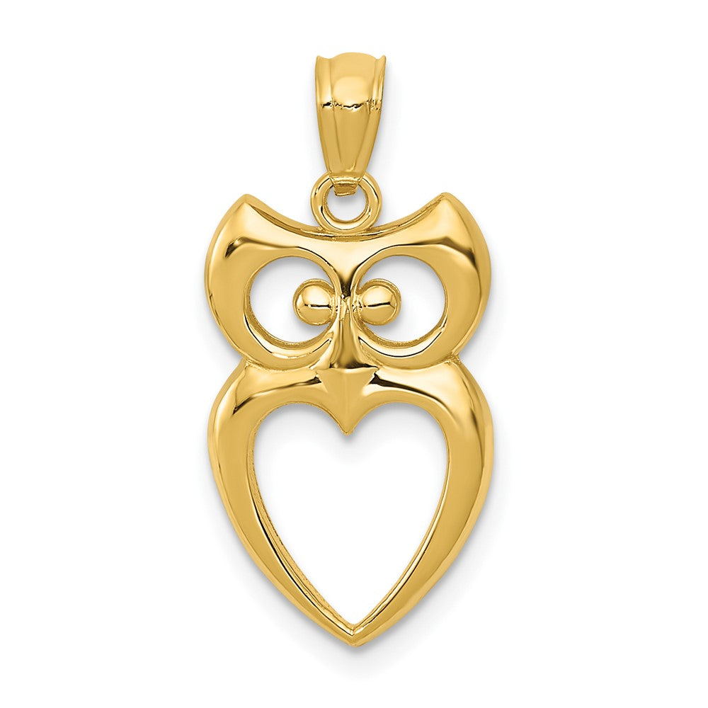 14K Gelbgold 14K Gold Poliert Ausgeschnitten Eule Anhänger