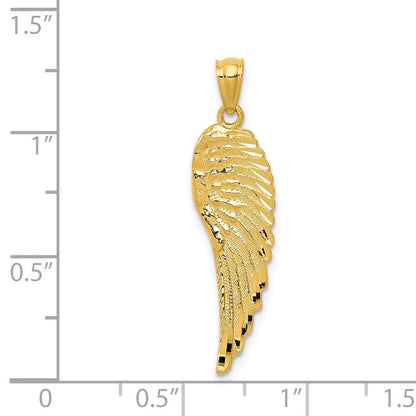 14K Gelbgold 14K Gold Poliert und Strukturiert Engel Flügel Anhänger