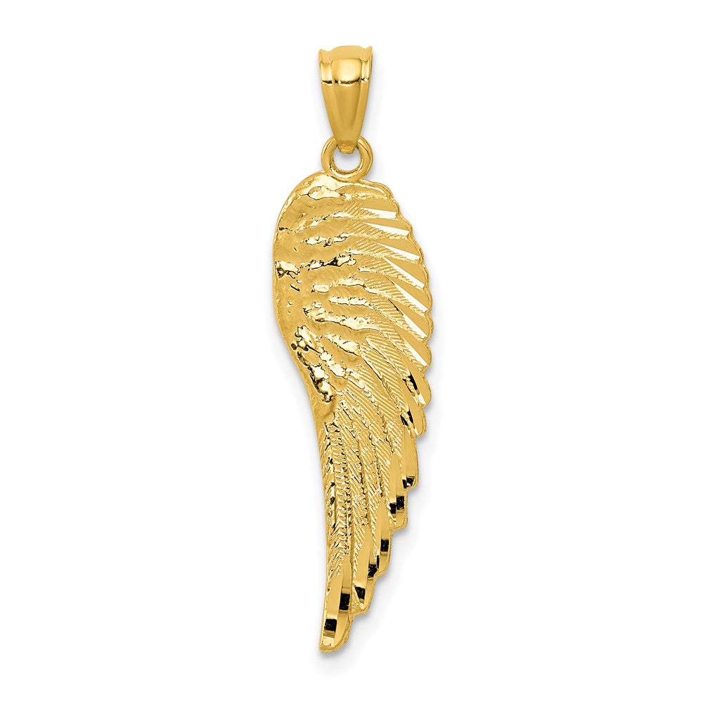 14K Gelbgold 14K Gold Poliert und Strukturiert Engel Flügel Anhänger
