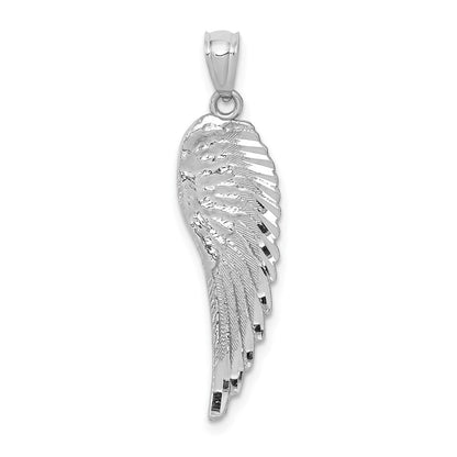 14K Weißgold 14K Weißgold Poliert und Strukturiert Engel Flügel Anhänger