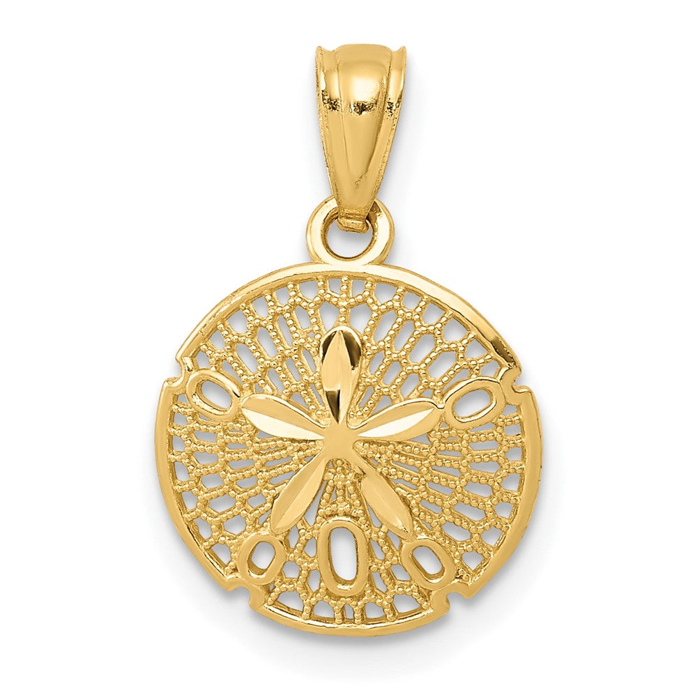 14K Gelbgold 14K Gold Poliert Filigran Sand Dollar Anhänger