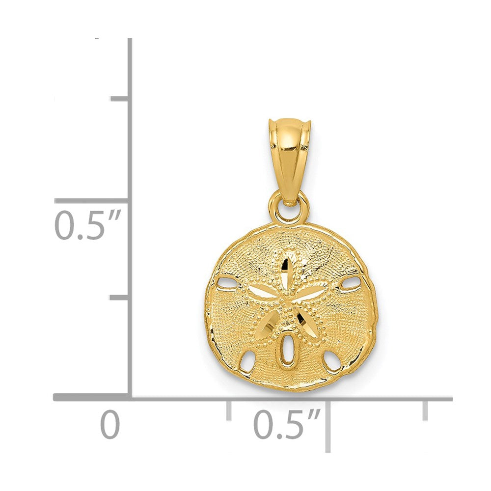 14K Gelbgold 14K Gold Poliert und Strukturiert Sand Dollar Anhänger