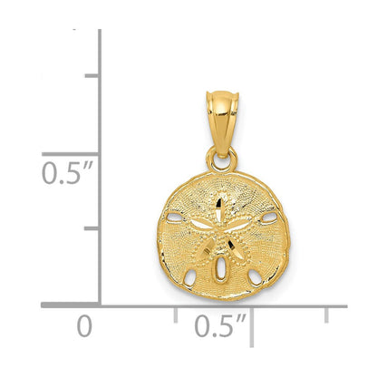 14K Gelbgold 14K Gold Poliert und Strukturiert Sand Dollar Anhänger