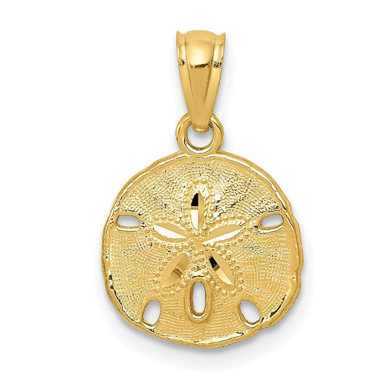 14K Gelbgold 14K Gold Poliert und Strukturiert Sand Dollar Anhänger