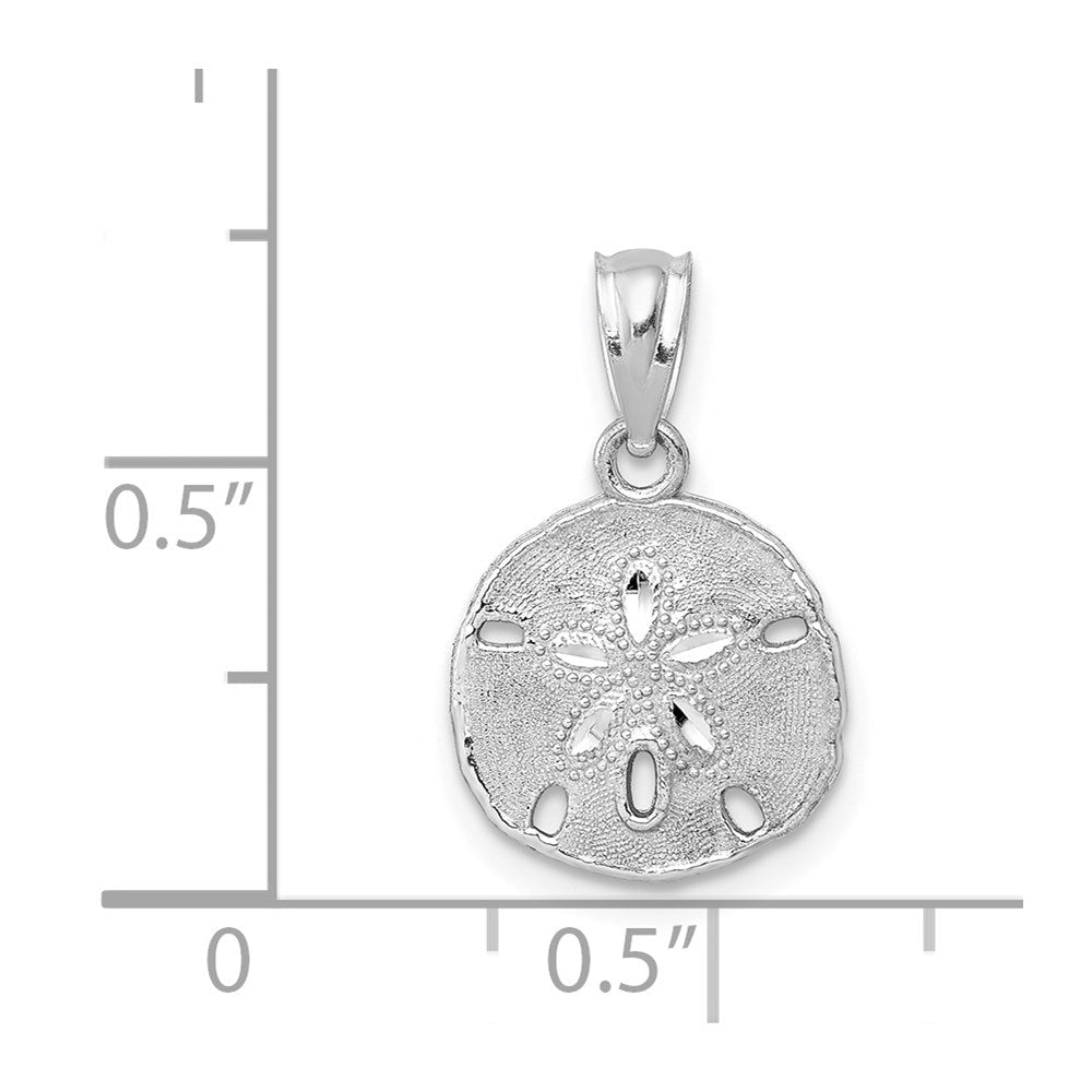 14K Weißgold 14K Weißgold Poliert und Strukturiert Sand Dollar Anhänger