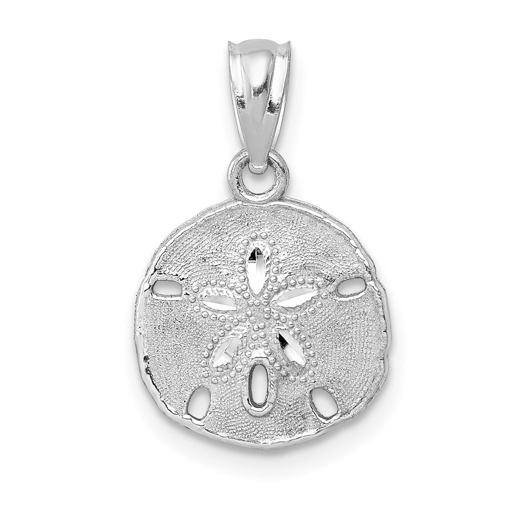 14K Weißgold 14K Weißgold Poliert und Strukturiert Sand Dollar Anhänger