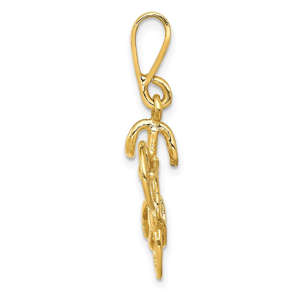 14K Gelbgold polierter 3D-Fahrrad-Anhänger