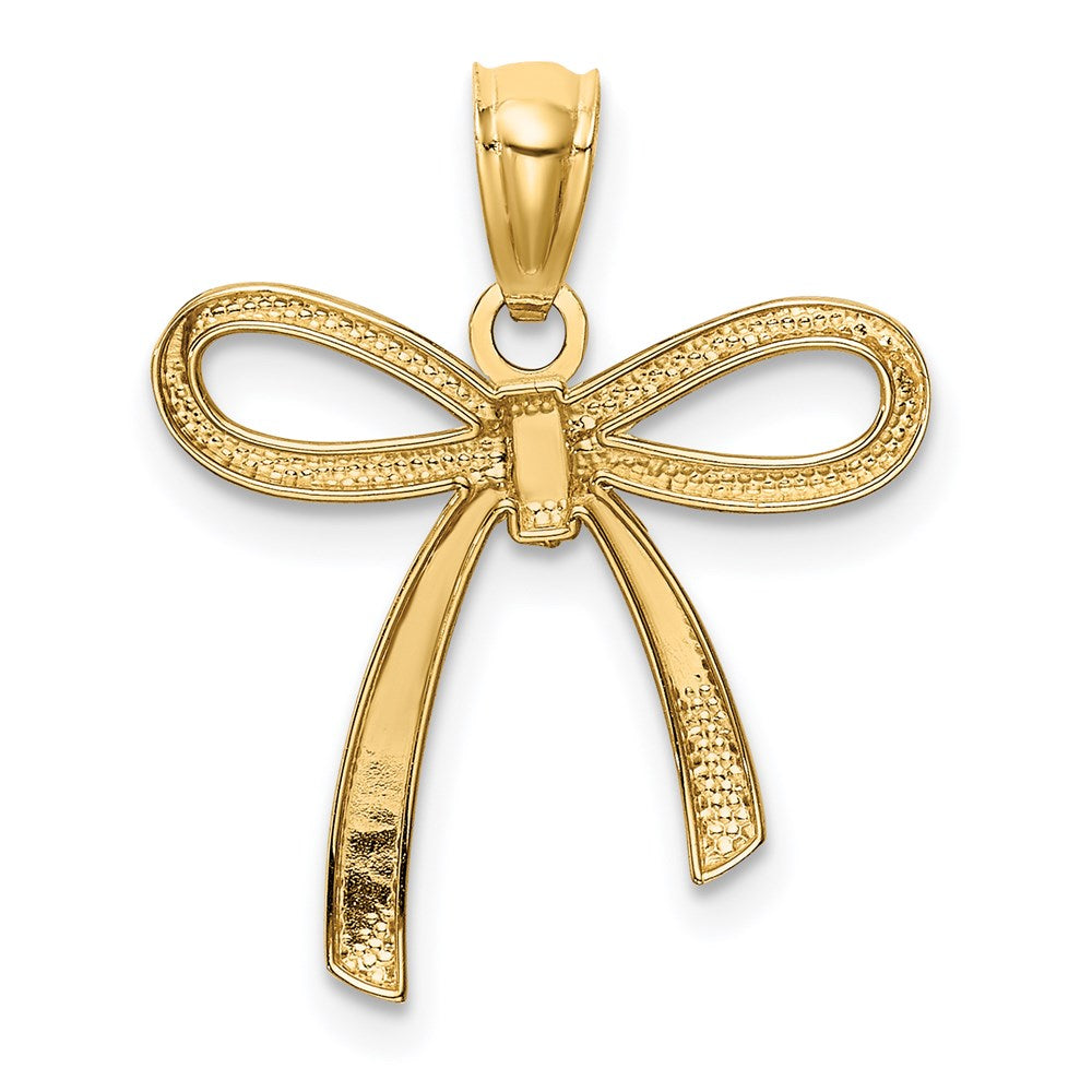 14K Gelbgold 14K Gold Poliert Klein Schleife Anhänger