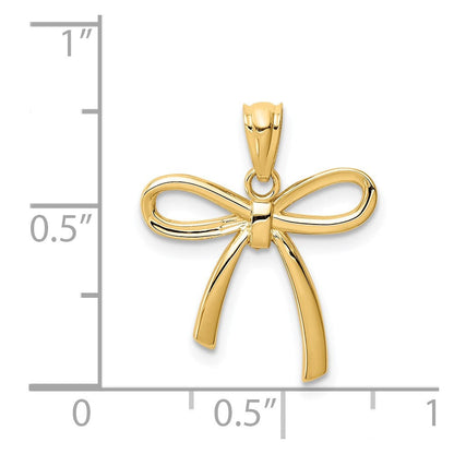 14K Gelbgold 14K Gold Poliert Klein Schleife Anhänger
