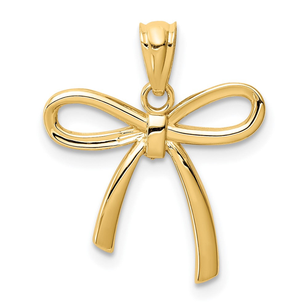14K Gelbgold 14K Gold Poliert Klein Schleife Anhänger