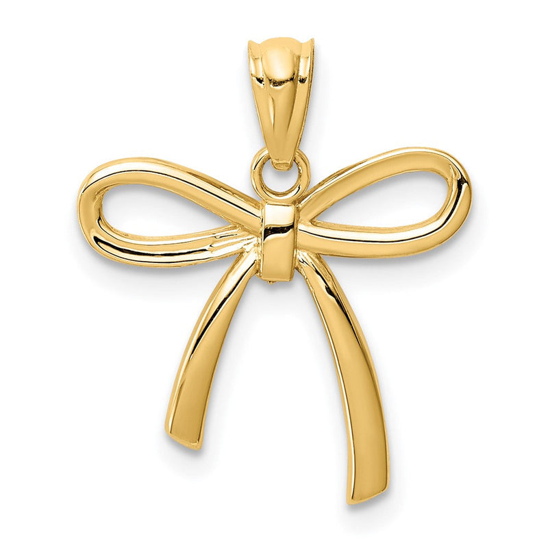 14K Gelbgold 14K Gold Poliert Klein Schleife Anhänger