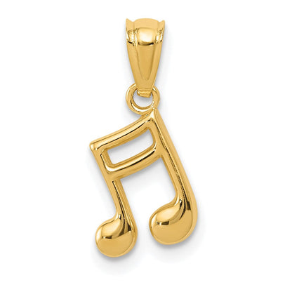 14K Gelbgold 14K Gold Poliert Musik Note Anhänger