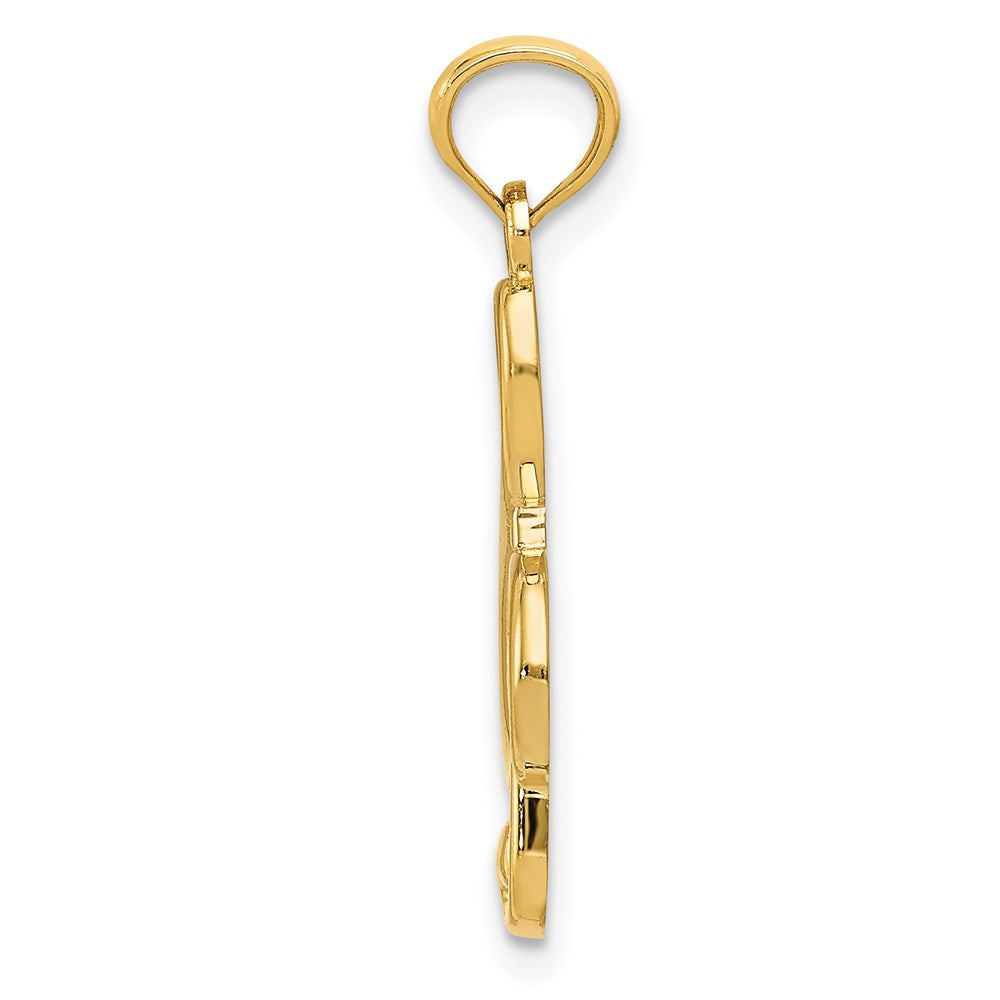 14K Gelbgold 14K Gold Poliert Noten Schlüssel Anhänger