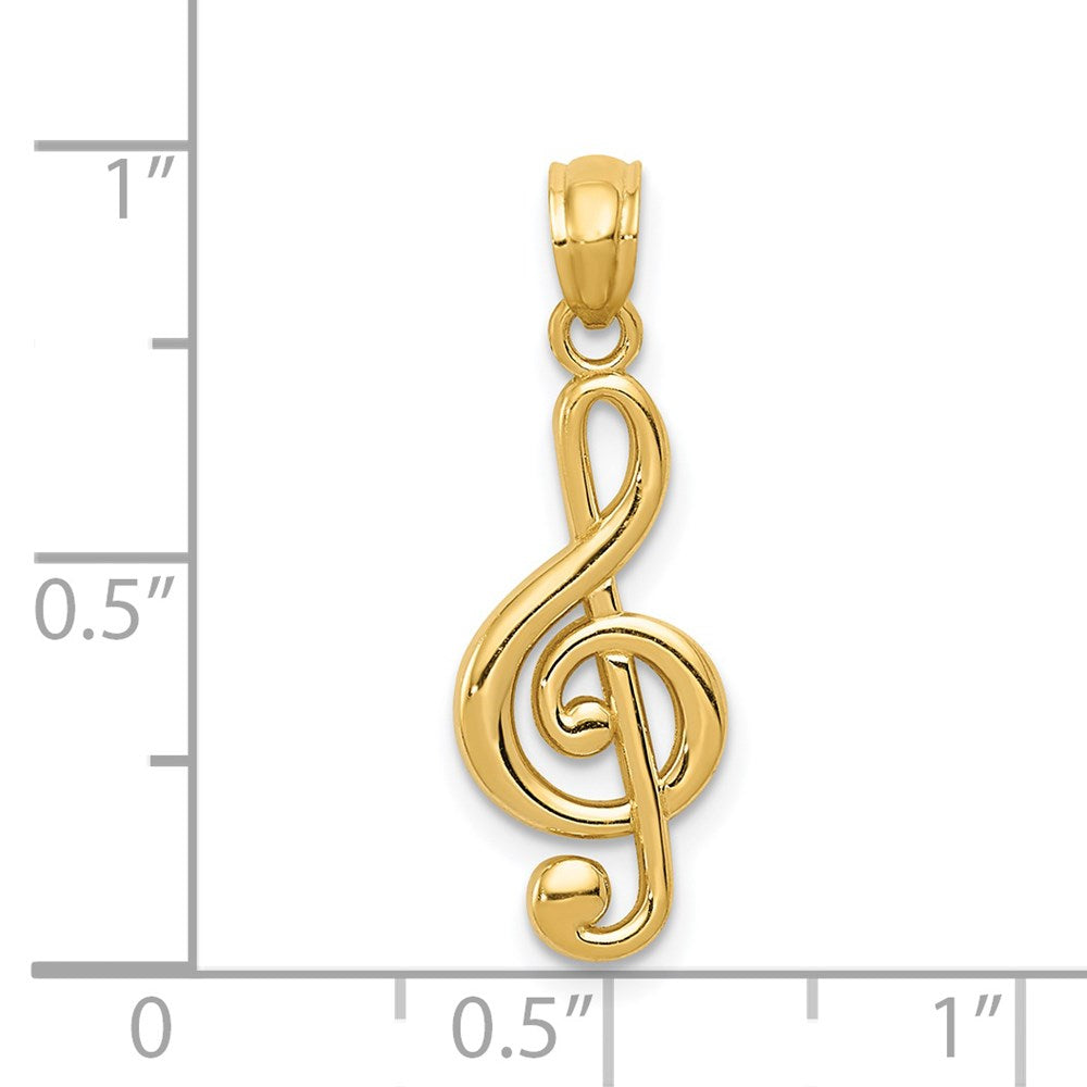 14K Gelbgold 14K Gold Poliert Noten Schlüssel Anhänger