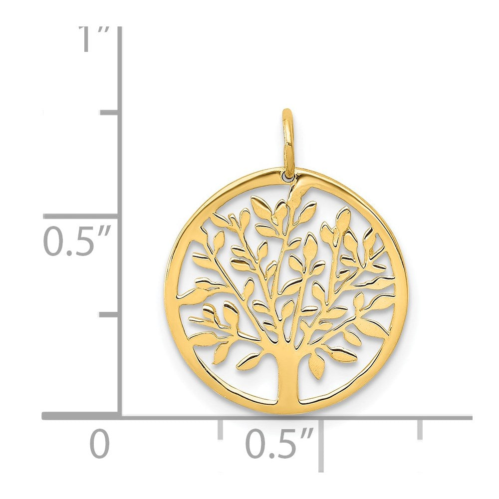 14K Gelbgold 14K Rund Baum Anhänger