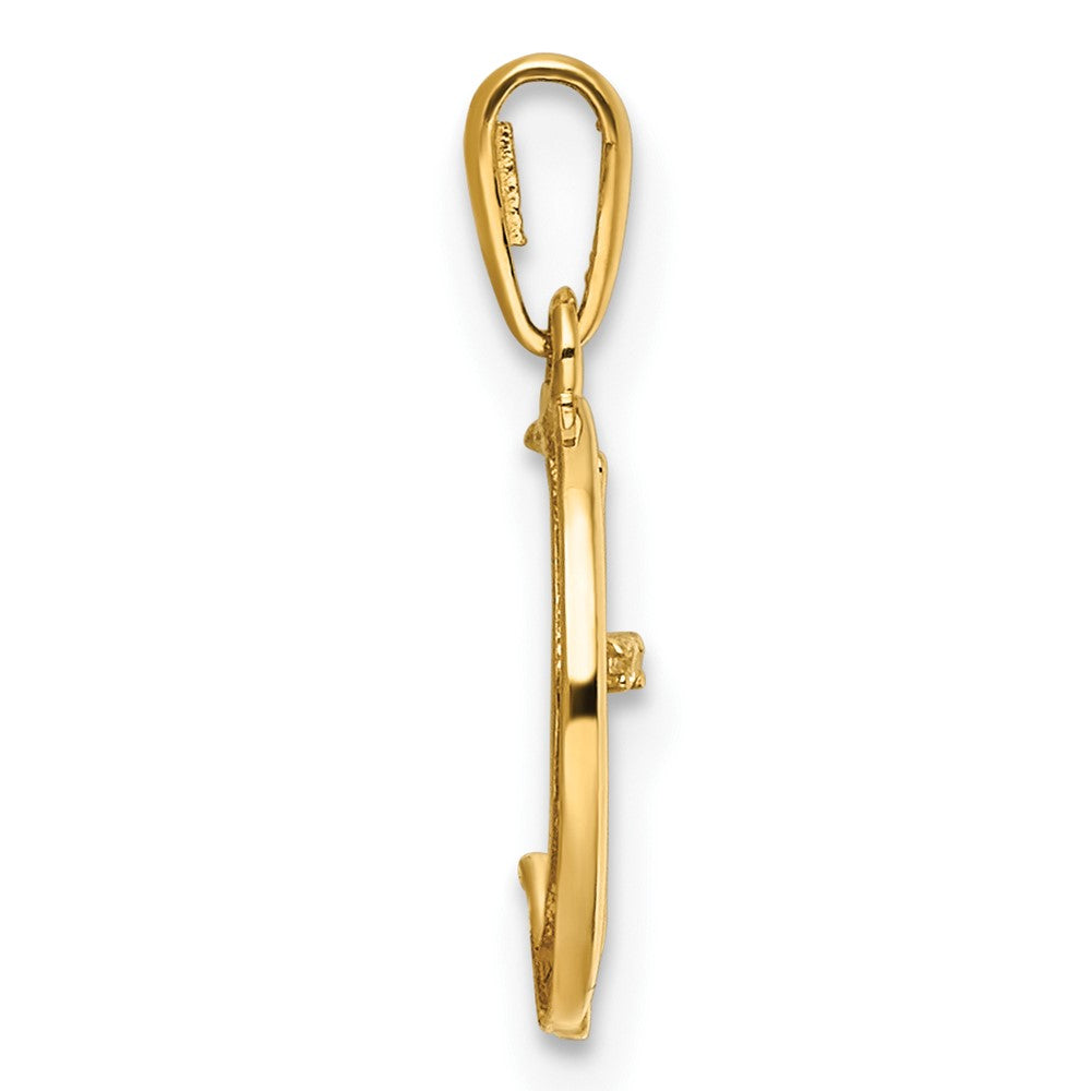 14K Gelbgold 14K Childrens Zirkonia Katze und Mond Anhänger