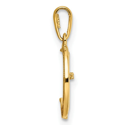 14K Gelbgold 14K Childrens Zirkonia Katze und Mond Anhänger