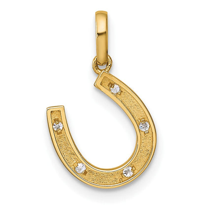 14K Gelbgold 14K Childrens Zirkonia Hufeisen Anhänger