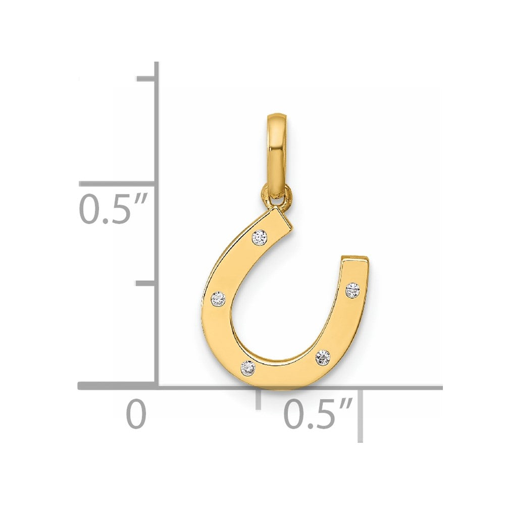 14K Gelbgold 14K Childrens Zirkonia Hufeisen Anhänger