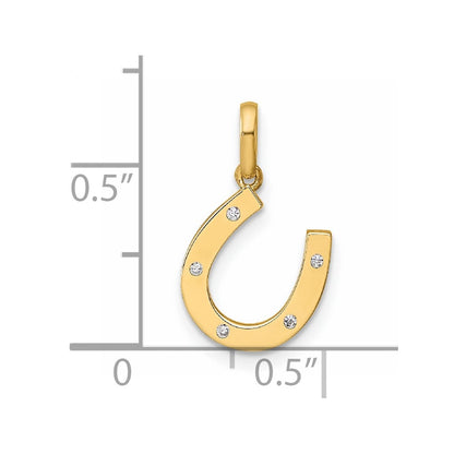 14K Gelbgold 14K Childrens Zirkonia Hufeisen Anhänger