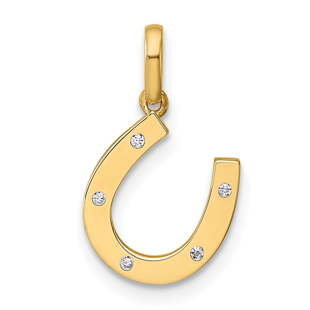 14K Gelbgold 14K Childrens Zirkonia Hufeisen Anhänger