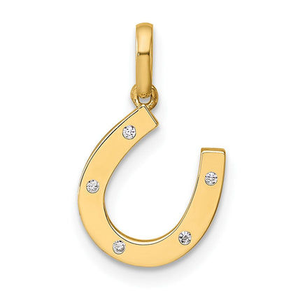 14K Gelbgold 14K Childrens Zirkonia Hufeisen Anhänger