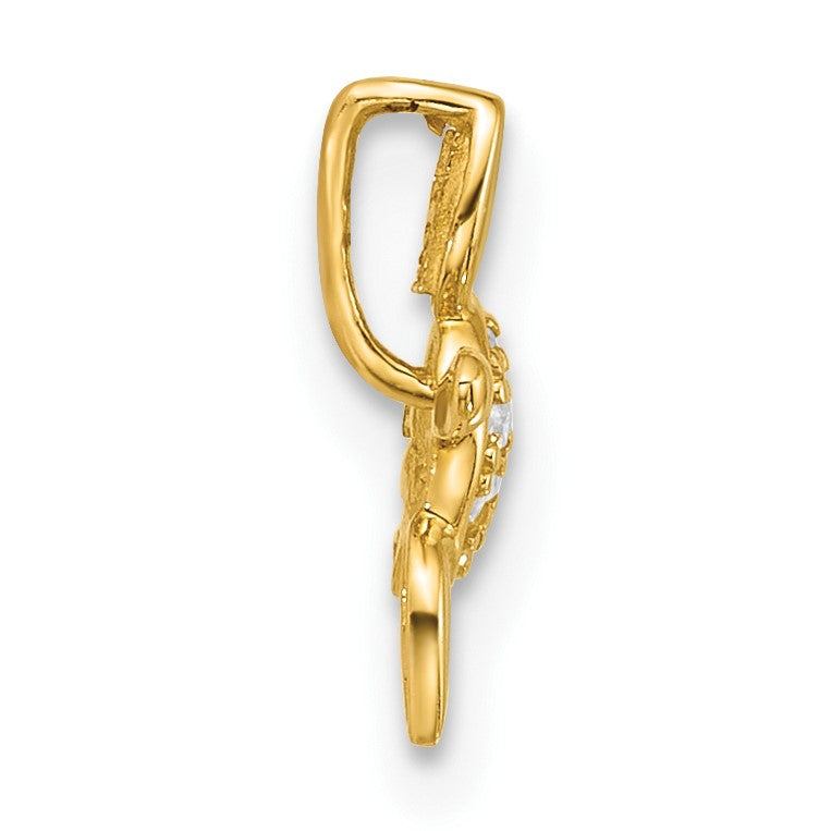 14K Gelbgold 14K Childrens Zirkonia Meer Schildkröte Kette Anhänger