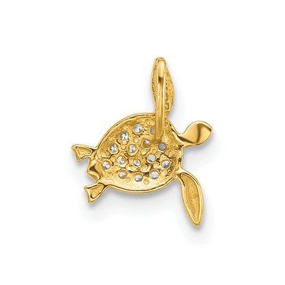 14K Gelbgold 14K Childrens Zirkonia Meer Schildkröte Kette Anhänger