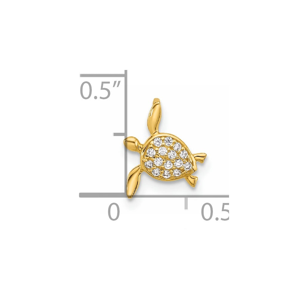 14K Gelbgold 14K Childrens Zirkonia Meer Schildkröte Kette Anhänger