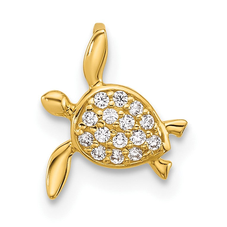 14K Gelbgold 14K Childrens Zirkonia Meer Schildkröte Kette Anhänger