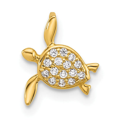 14K Gelbgold 14K Childrens Zirkonia Meer Schildkröte Kette Anhänger
