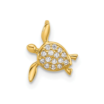 14K Gelbgold 14K Childrens Zirkonia Meer Schildkröte Kette Anhänger